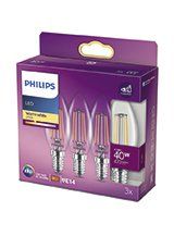 E14 - Philips LED Kertepære 4.3W - 470lm - Klar - 3-pak
