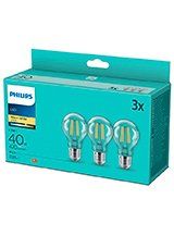 E27 - Philips LED Pære - 4.3W - 470lm - 2700K - 3-pak