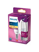 E14 - Philips LED Kertepære - 2.8W - 250lm - 2700K - 2-pak