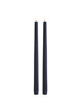 Uyuni - LED Kronelys - Slim - Dark Blue - Smooth - 2-pak - 2,3x32 cm