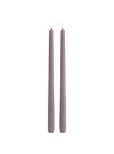 Uyuni - LED Kronelys - Slim - Light lavender - Smooth - 2-pak - 2,3x32 cm