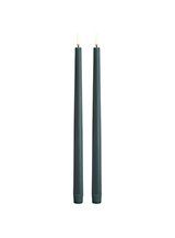 SOMMERUDSALG - Uyuni - LED Kronelys - Slim - Pine Green - Smooth - 2-pak - 2,3x32 cm