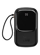 Baseus - Powerbank PRO Qpow - Sort, 20000mAh, 20W, med Lightning kabel, USB-C port og USB