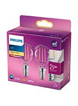 E14 - Philips LED Kronepære - 2W - 250lm - 2700K - 2-pak