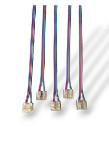 SmartClip til 12mm RGBW COB LED Bånd m. 10cm ledning - 5-pak